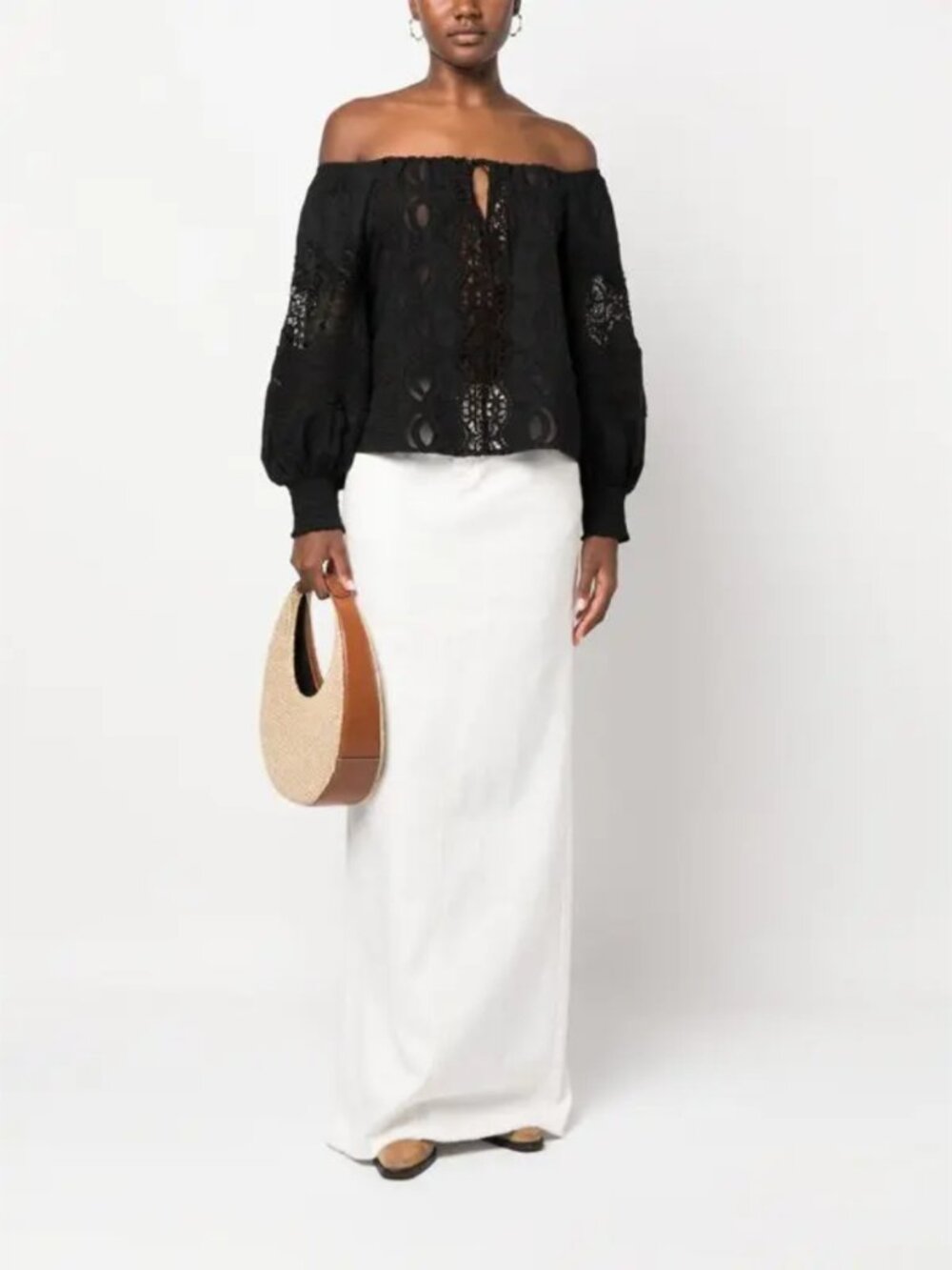 Alice + Olivia Alta Guipure Lace Blouse Black Size M MSRP $451